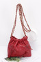 Faux Leather Multi Ribbon Bucket Chaincrossbodybag