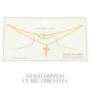 Cz Gold Plated Cross Pendant Necklace