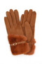 Faux Fur And Strap Cuff Smart Touch Gloves.