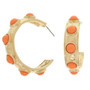 Bezel Set Cabochon C Hoop Earrings
