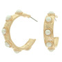 Bezel Set Cabochon C Hoop Earrings