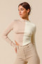 SO ME Color Block Fitted Crop Sweater Top