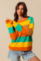SO ME Multi Color Stripe Sweater with Ribbed Detail