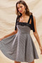 SO ME Houndstooth Fit Flare Mini Dress with Shoulder Tie