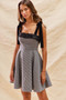SO ME Houndstooth Fit Flare Mini Dress with Shoulder Tie