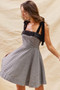 SO ME Houndstooth Fit Flare Mini Dress with Shoulder Tie