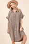 Mittoshop Mineral Wash Cotton Gauze Mini Shirt Dress