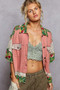 POL Lace Patch Floral Half Sleeve Shacket
