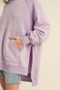 Aemi + Co Exposed Seam Side Slit Hoodie with Kangaroo Pocket
