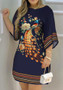 Women Spring Summer Printed Half Sleeve Dress