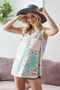 BiBi Multi Color Flower Printed Tank with Contrast Band