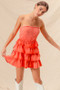 SO ME Strapless Ruffle Layered Game Day Cheer Up Dress