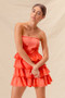 SO ME Strapless Ruffle Layered Game Day Cheer Up Dress