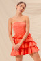 SO ME Strapless Ruffle Layered Game Day Cheer Up Dress