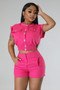 Women Summer Stretch Pocket Top and Shorts Two-Piece Set