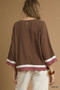Umgee Scalloped Hem Color Block Top