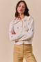 SO ME Collared Floral Embroidered Button Down Sweater Cardigan