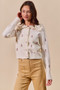 SO ME Collared Floral Embroidered Button Down Sweater Cardigan