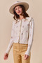 SO ME Collared Floral Embroidered Button Down Sweater Cardigan