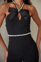 Rhinestone Ribbon Haltered Neck Jumpsuit