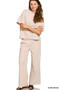 Zenana Ribbed Round Neck Tee & Pants Set