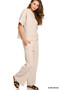 Zenana Ribbed Round Neck Tee & Pants Set