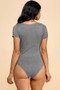 Short Sleeve Scoop Neck Double Layered Bodysuit