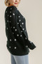 Umgee Full Size Star V-Neck Long Sleeve Sweater Plus Size