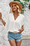 Swiss Dot V Neck Loose Half Sleeve Blouse