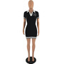 Women Fashion Sexy V Neck Embroidered Short Sleeve Dress