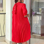 Plus Size Women's Summer Fashion Loose Casual Lace-Up Pleated Dress