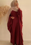 Muslim Ladies Solid Color Bat Sleeves Dubai Plus Size Abaya Dress