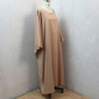 Muslim Ladies Solid Color Bat Sleeves Dubai Plus Size Abaya Dress