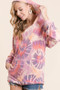 BiBi Circular Tie Dye Print Terry Hoodie with Kangaroo