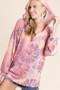 BiBi Circular Tie Dye Print Terry Hoodie with Kangaroo