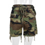 Women Summer Fringed Camouflage Pocket Shorts