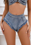 Women Sexy High Waisted Raw Edges Denim Shorts