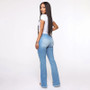 Women Spring Summer Stretch Ripped Bell Bottom Denim Pant