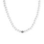 White Pearl Cubic Zirconia Pave Sphere Necklace