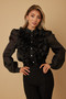 Ruffle Micro Crystal Long Sleeve Blouse​