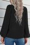 Crew Neck Solid Long Lantern Sleeve Shirt