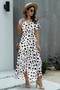 Allover Print High V Neck Low Wrap Dress