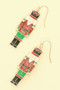 Christmas Nut Cracker Enamel Dangle Earrings