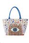 Evil Eye Boho Print Pom Pom Fringe Tote Bag