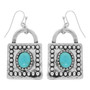 Western Turquoise Square Locket Earrings