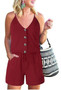 Button Sleeveless Spaghetti Strap Cami Romper