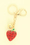 Red Strawberry Jeweled Keychain