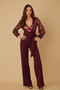 Flower Vein Sequin Print Jumpsuit​​​