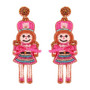 Christmas Nutcracker Dame Beaded Post Earrings