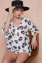 BiBi Leopard Printed V Neck Woven Top with Ruffled
